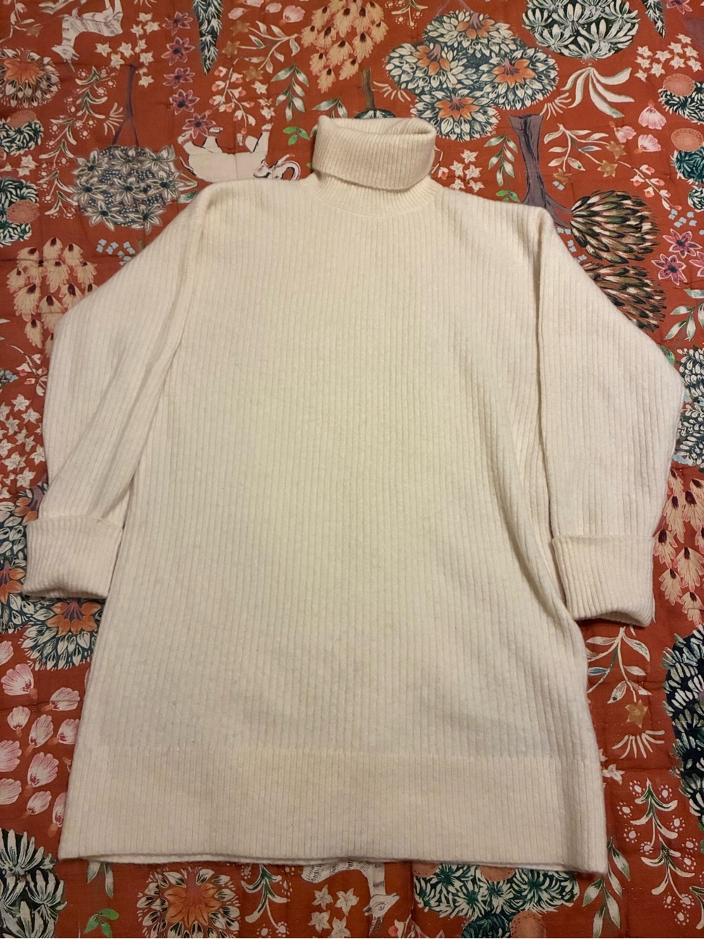 & Other Stories Cream Turtleneck Ribbed Sweater Dress/Sweater - Unbranded